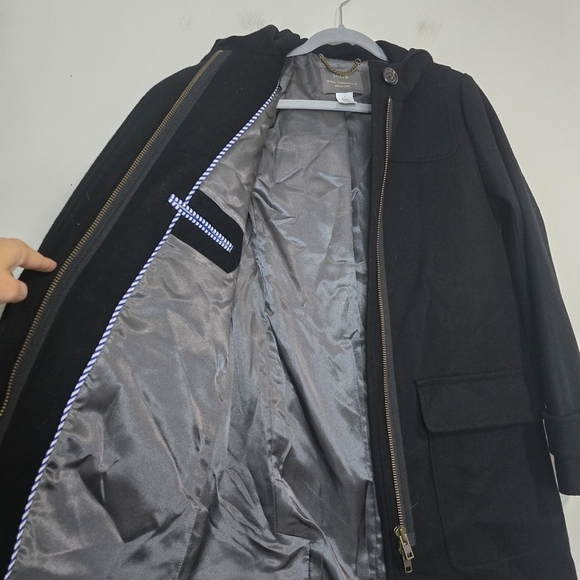 J. Crew Wool Cashmere by Nello Gori Long Coat in Black Neutral Lux Winter hood - Picture 4 of 14